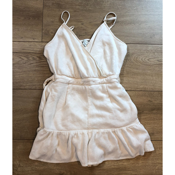 American Eagle Outfitters Pants - American Eagle Tank Top Romper‎ Womens XL Babydoll Cream Tie Cottage Fairy Y2K